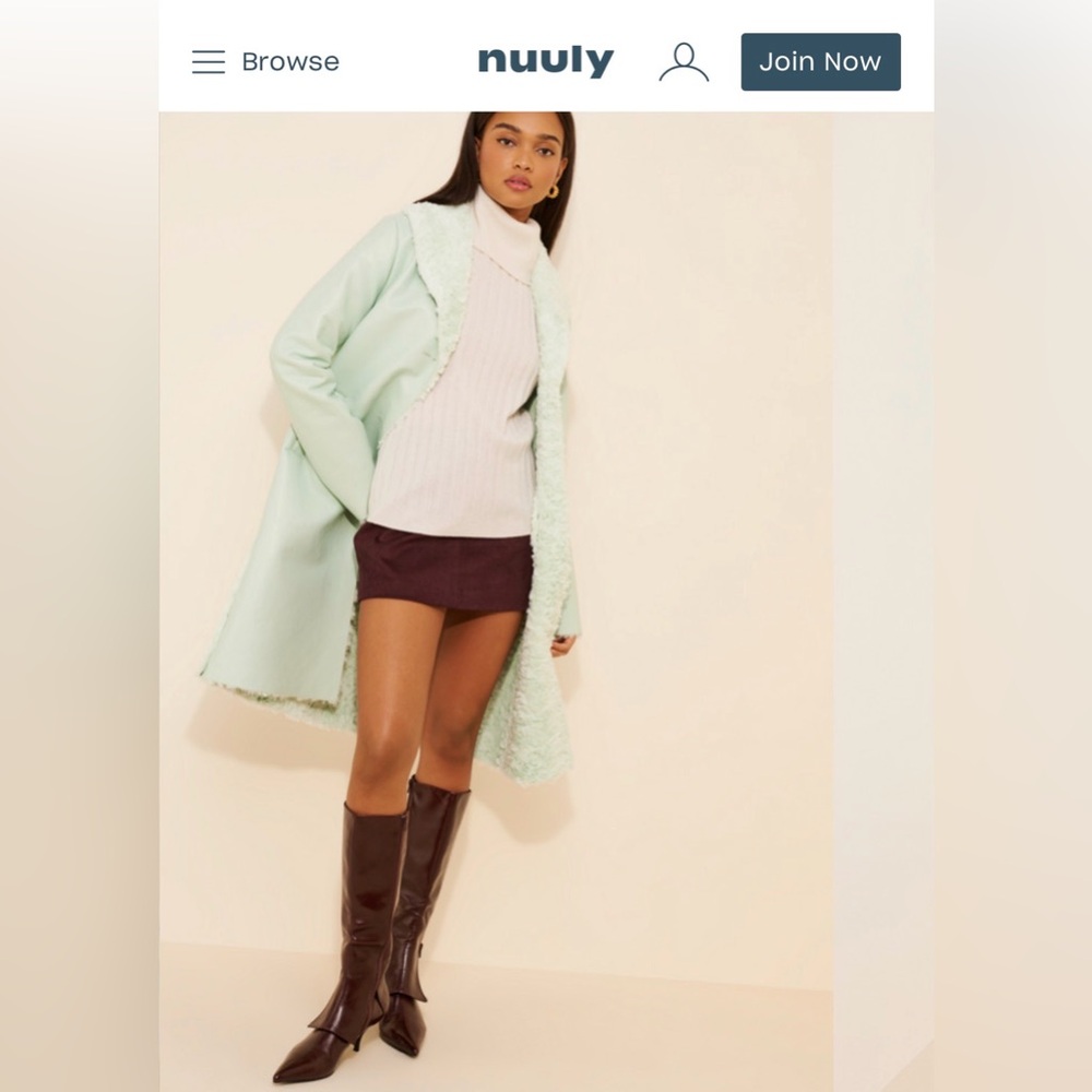 Unreal Fur Mint Faux Fur Coat - medium